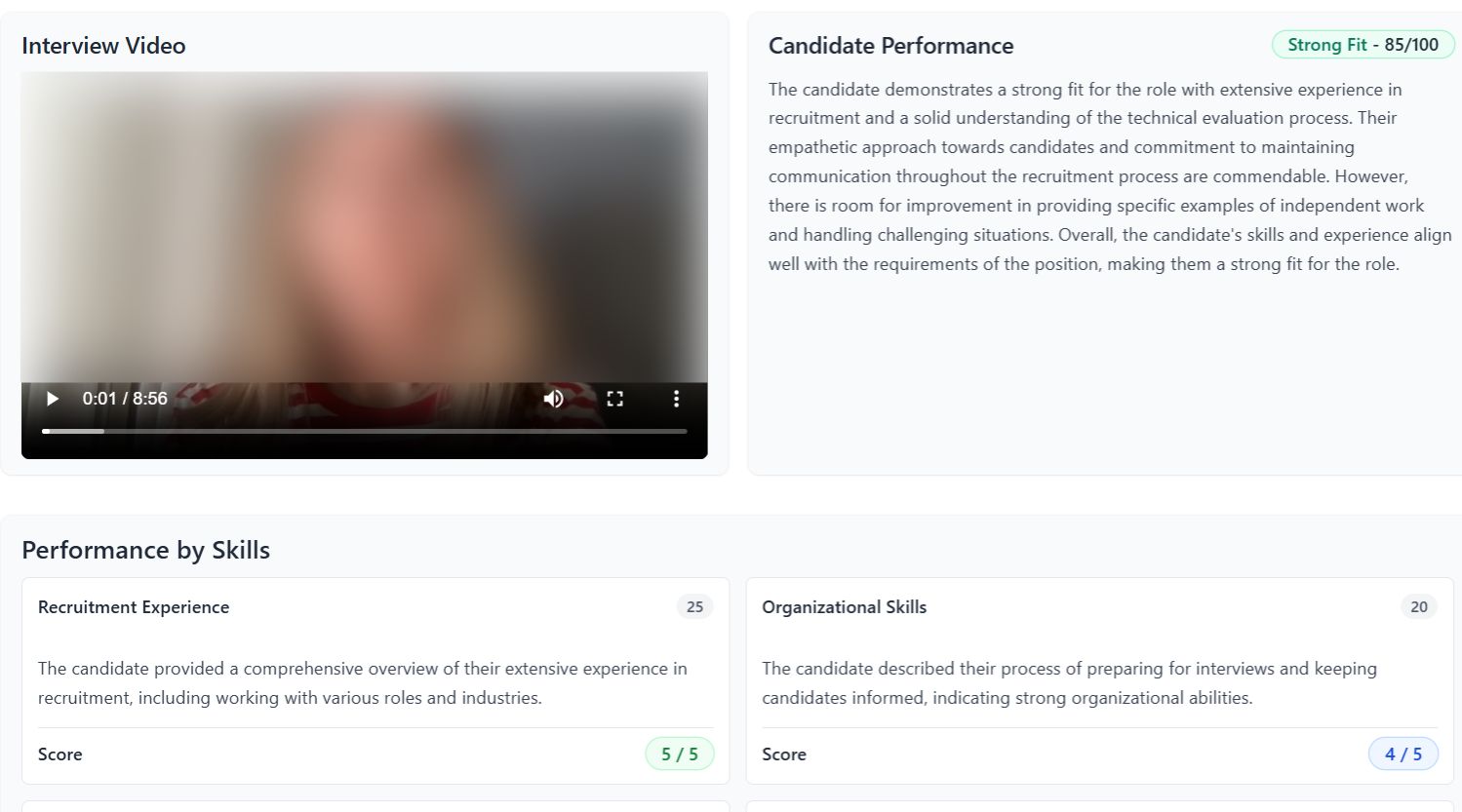TeamFill interview dashboard